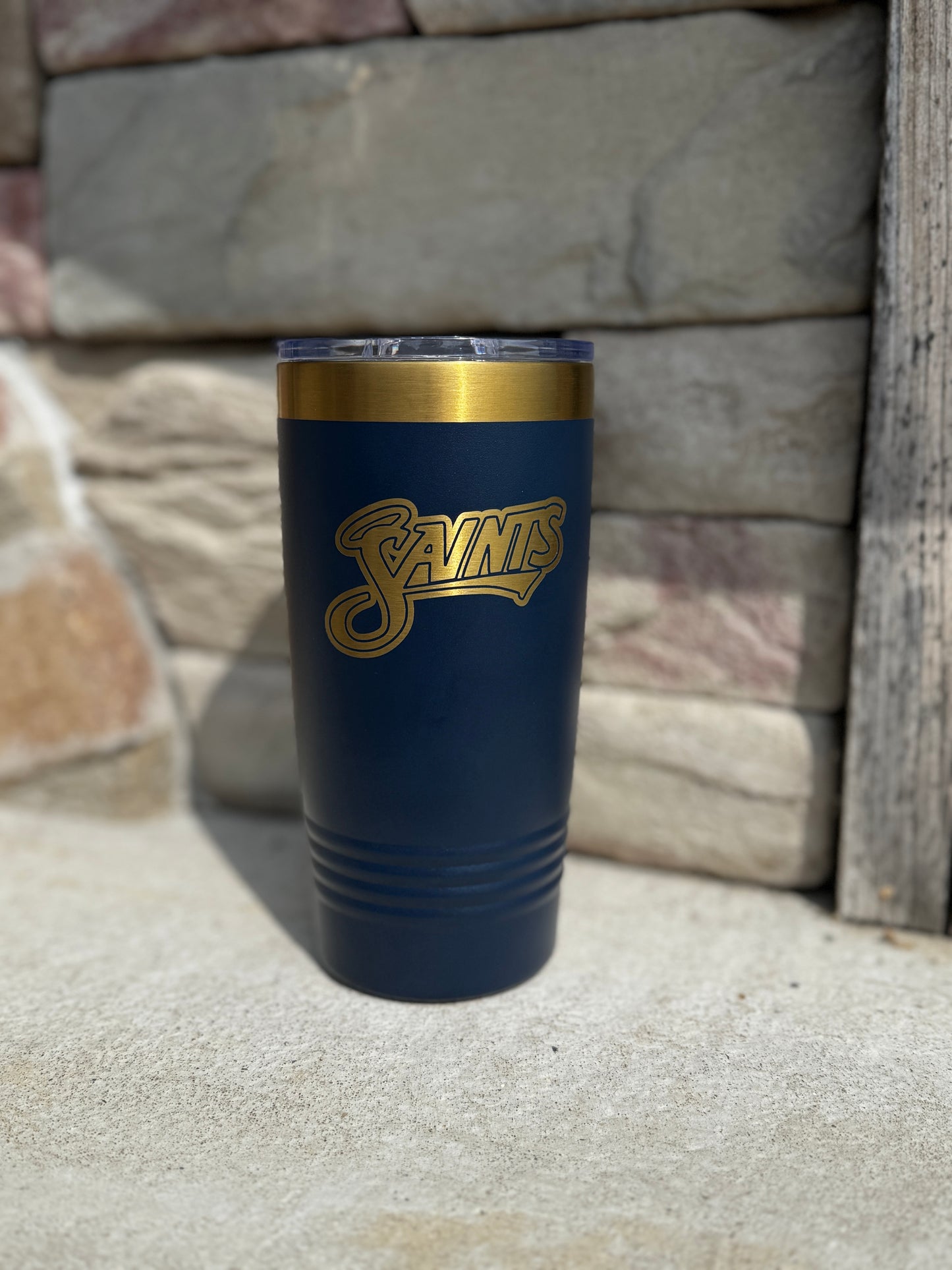 Saints - Polar Camel 20 oz Navy/Bright Gold Ion-Plated Tumbler